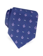 Logoed Anchor Woven Silk Tie