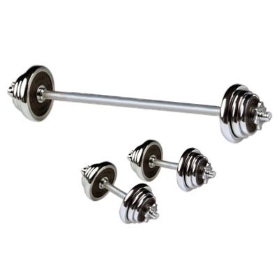 Marcy 75kg Chrome Spinlock Barbell and Dumbell Kit