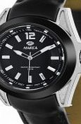 Marea Mens Fashion Black Piel Leather Strap Watch