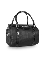 Columbus - Black Croco Stamped Leather Flap Bag