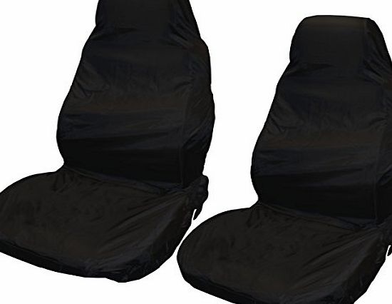 Universal Car Van Black Waterproof Nylon Heavy Duty Front Seat Covers Protectors