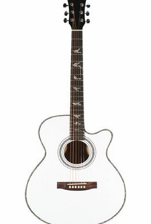 Martin Smith W-401E Electro Acoustic Guitar with Cutaway - White