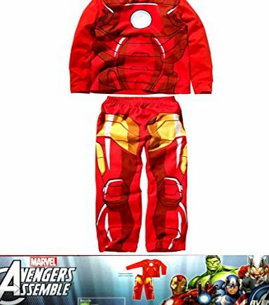 Marvel Avengers Assemble Iron Man Boys Novelty Pyjamas Set * Boys 4-5 Years - Pyjama Features Glow In The Dark Details * 100 % Cotton