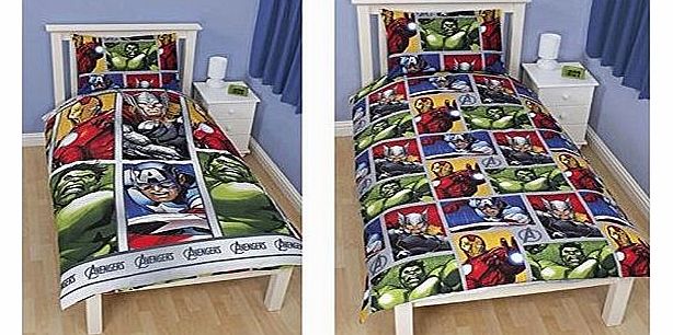 Marvel Avengers Assemble Reversible Duvet Single Bed Set Duvet Cover and Pillow Case