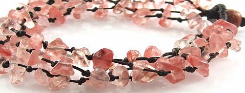 Mary Grace Design MGD, Intense Pink Kunzite Color Bead Bracelet, 4-Strand. Beautiful 19 Centimeters in Length Handmade Stone Wrap Bracelet Made from Wax Cord. Fashion Jewelry for Women, Teens and Girls, JB-0071