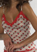 Printed Gauze with Lace spaghetti strap cami
