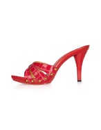 Crisscross Croco Red Sandal Slide Shoes