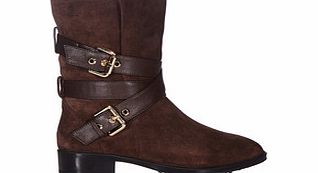MASCOTTE Womens brown suede buckled boots