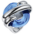 Blue Round Murano Glass & Sterling Silver Ring