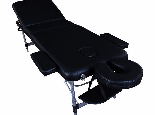 Massage Imperial Deluxe Lightweight Black 3-Section Portable Massage Table With Free Massage Table Cover 5cm/2`` High Density Foam