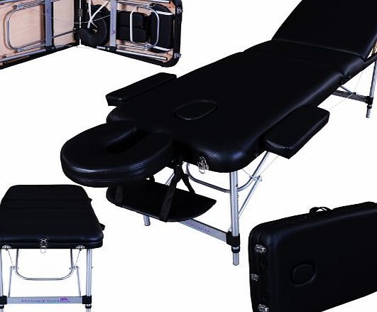 Massage Imperial Professional LIGHTWEIGHT Buckingham Aluminium 12Kg - Black 3-Section Portable Massage Table Couch Bed Spa With Free Massage Table Cover 5cm/2