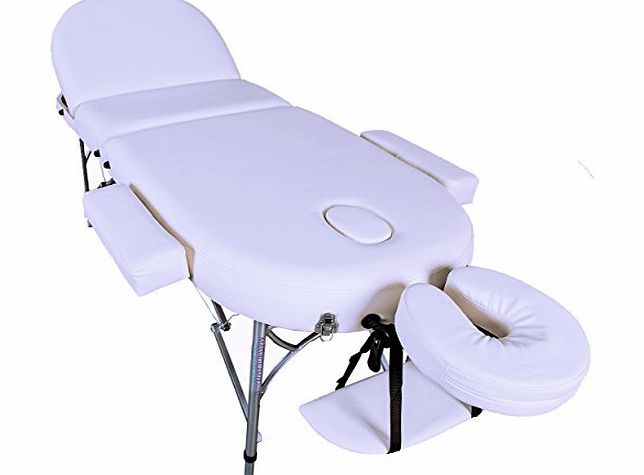 Professional Lightweight Ivory White Consort Aluminium Portable Massage Table Couch 7cm/3`` High Density Foam