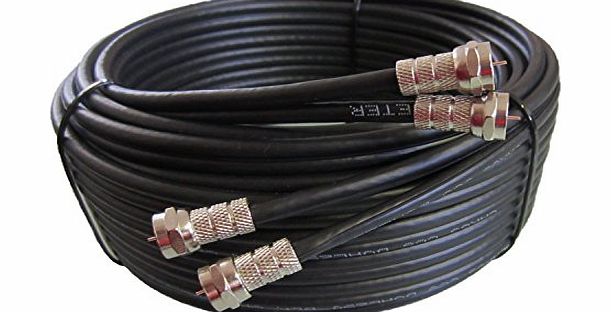 30 m Twin Satellite Shotgun Cable Extension Kit with Twist on F Connectors for Sky and Freesat - Black