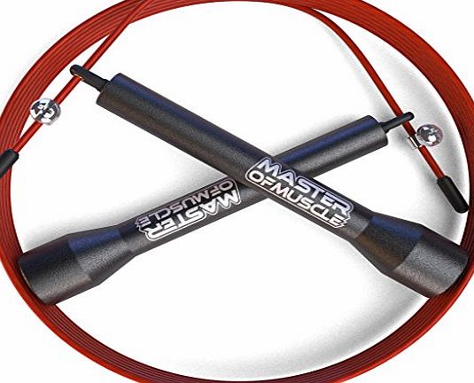 BEST Skipping Rope - NEW PRO Speed Cable with Ballbearing Turn for Double Unders - Ideal for Cross Fitness Training, WODs, Boxing, MMA, Exercise and Fitness - *FREE* Workout Ebook - Carry Case - Spare