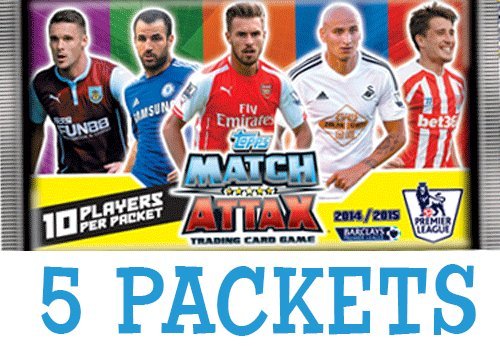 5x Topps Match Attax 2014 2015 Sealed Booster Packets (50 Random Cards)