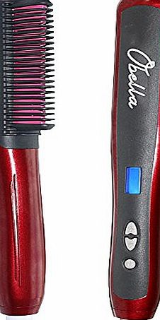 mateque OBELLA Hair Straighteners, New Straightening Brush Hair Brush Hair Straightener Brush Electric Heating Ceramic Detangling Comb Digital Anion Hair Care, Anti-Scald Effective Silky Hair Brush (Dark Red 