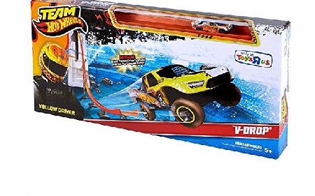 Mattel Team Hot Wheels Yellow Driver Extreme Stunt V-Drop Jump Car Track Set Rare Toy