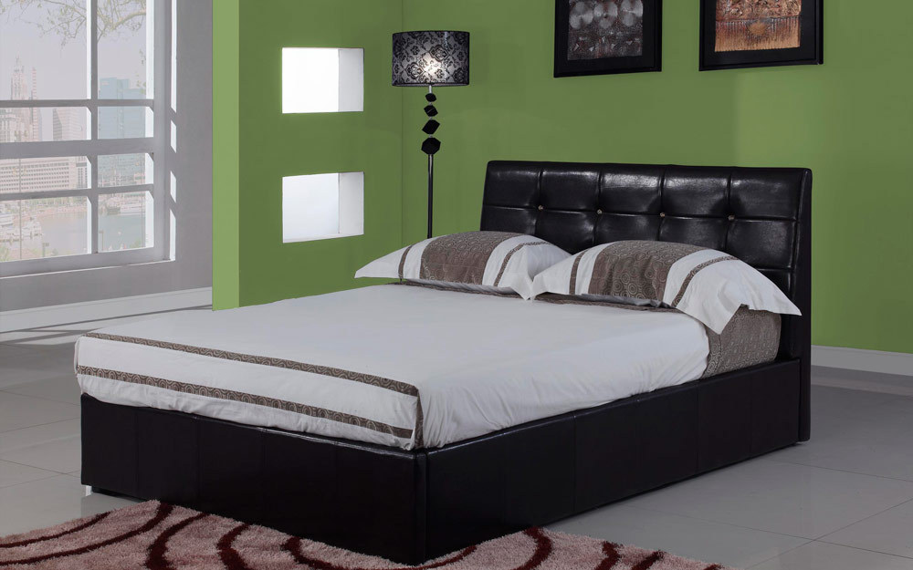 Modena Faux Leather Ottoman Bedstead, Double,