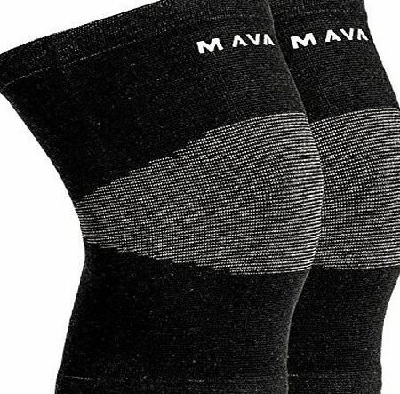 Mava Sports Athletics Knee Compression Support for Jogging, Sports, Injury Recovery - Durable and Breathable Wrap, Black XL