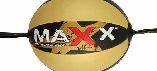 Max Sports Ltd Genuine Leather Blk/W Double End floor 2 Ceiling Speed Ball Boxing Punch bag speed bag (blk/gold)