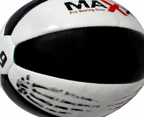 Max Sports Ltd Maxx Leather Heavy Duty Medicine ball 3kg - 9kg fitness ball , exercise ball (Blk/White, 3kg)