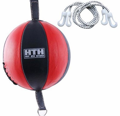 Max Strength Leather Boxing Double End Dodge Speed Ball Floor to Ceiling Punch Training Bag - Red/Black, 15 cm