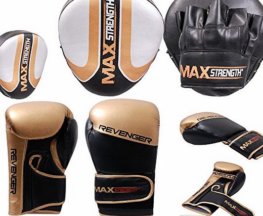 Max Strength Max Focus Pad Golden   Golden Revenger Gloves 10oz