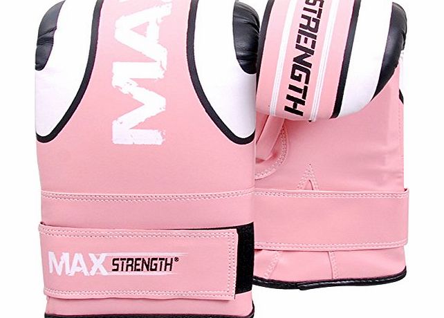 MAXSTRENGTH  Pink Senior Rex Leather Boxing Bag Mitts Martial Arts Training Kickboxing Punching Gloves Muay Thai Ufc Mma Fight Punch Bag Ladies Women
