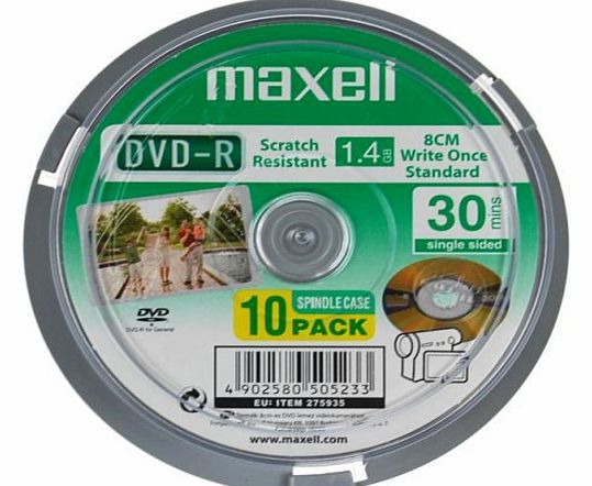 Maxell 8cm DVD-R Camcorder 10 Pack Spindle 30 Mins
