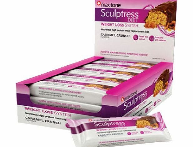 MaxiNutrition Maxitone Sculptress Diet High Protein Meal Bars - Caramel Crunch, 60 g, Box of 12