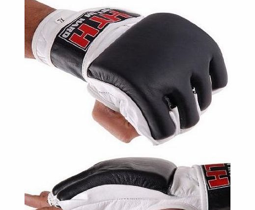 MAXSTRENGTH  UFC Boxing Fight Punch Bag Mitts Gel MMA Gloves - White/Black, 7 oz