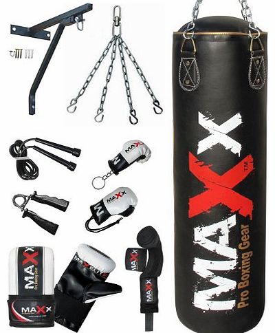 12 pcs Boxing Punchbag set, 5ft Maxx black Bracket Gloves Chain