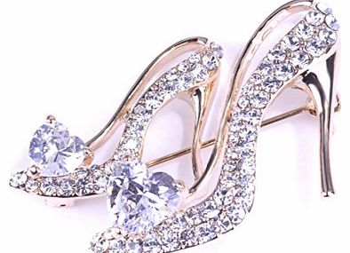  Womens Fashion aHigh Silver Heel Shoes Simulated Diamond Pin Brooch