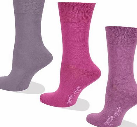 Maybury Socks Womens Socks, Gentle grip for comfort, 3 Pairs of Plum colour socks, 4-8 UK, 37-42 EU, Light Hold honeycomb top, ideal elastic free Diabetic Socks