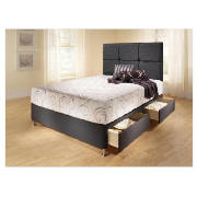 4 Drawer Double Divan, Black Damask With