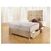 4 Drawer Double Divan, Ivory Faux Suede