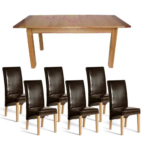 Set - Extending Table + 6 Leather