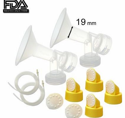 Breast Pump Kit for Medela Pump in Style Pumps; 2 Large One-piece 27mm Breastshields, 4 Valves, 6 Membranes, & 2 Pump-in-Style Tubing; Simple Wishes Bra Compatible and Medela QuickClean, Mi