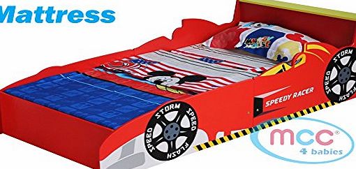 MCC Cars Speed Junior, Toddler, Kids Bed with 4`` Luxury Foam Mattress Made in England