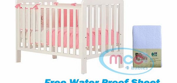 MCC Wooden Baby Cot Cots with Premier Water repellent Mattress amp;Spiral toy