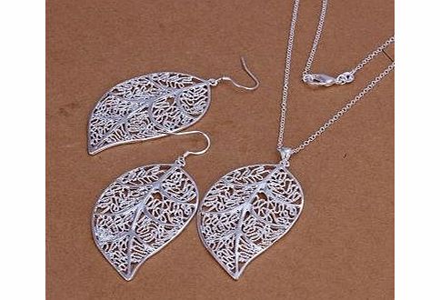 New Fashion Beautiful 925 Silver elegant suit including earing and necklace.jewellery set classic design for Women,Teen Girls, Young Girls.