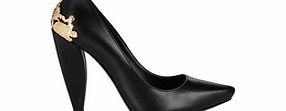 Lex black leather baroque heels