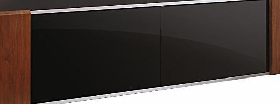 S&C ZIN552685/BKI Remote Friendly Beam Thru Glass Door Walnut / High Gloss Piano Black with Brushed Aluminium Trim 40``-52`` LCD/Plasma/LED Cabinet TV Stand