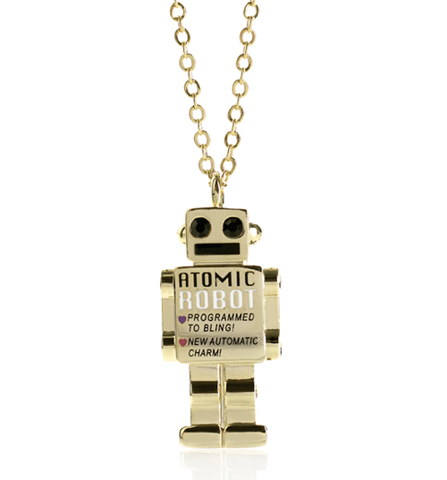Gold Mini Robot Necklace from Me and Zena