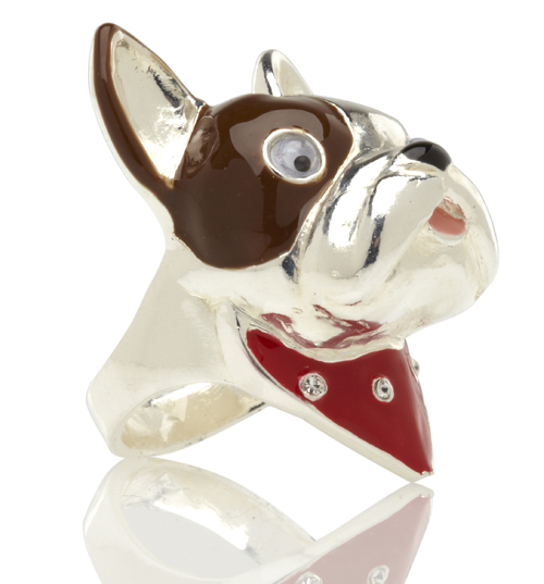 Silver Lil Bill French Bulldog Ring from Me and