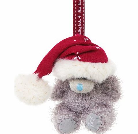 Me To You  3-inch Tatty Teddy Bear Hanging Christmas Tree Decoration Sits with a Santa Hat (Grey)