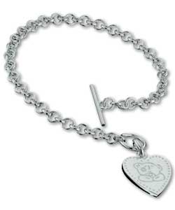 Sterling Silver Childs Heart Charm Bracelet