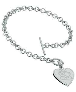 me to you Sterling Silver Heart Charm T-Bar Bracelet