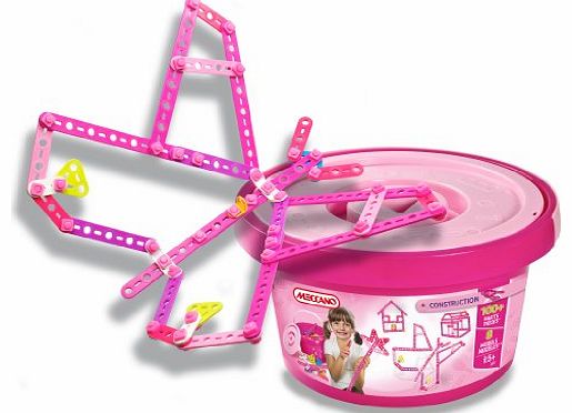 Meccano Bucket (Pink, 100 Pieces)