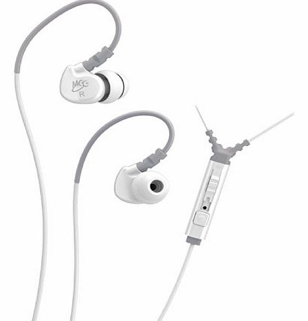 Sport-Fi M6P Memory Wire In-Ear Headphones with Microphone, Remote, and Universal Volume Control (White)